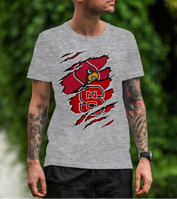 NC State Wolfpack Louisville Cardinals Torn T-Shirt