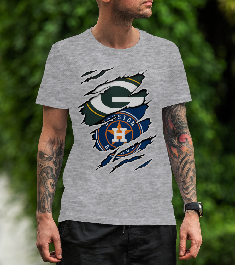 Green Bay Packers Houston Astros Claw Marks T-Shirt