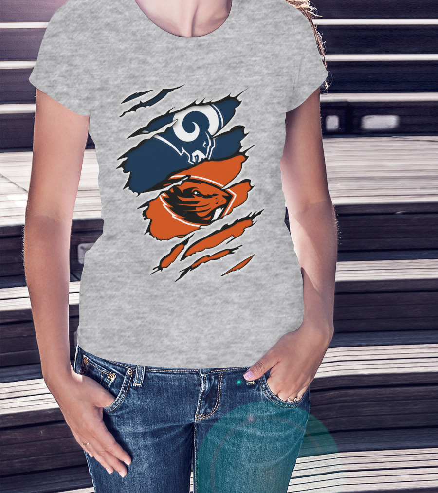 Ram Beavers NFL Meets College Mascot Fusion T-Shirt