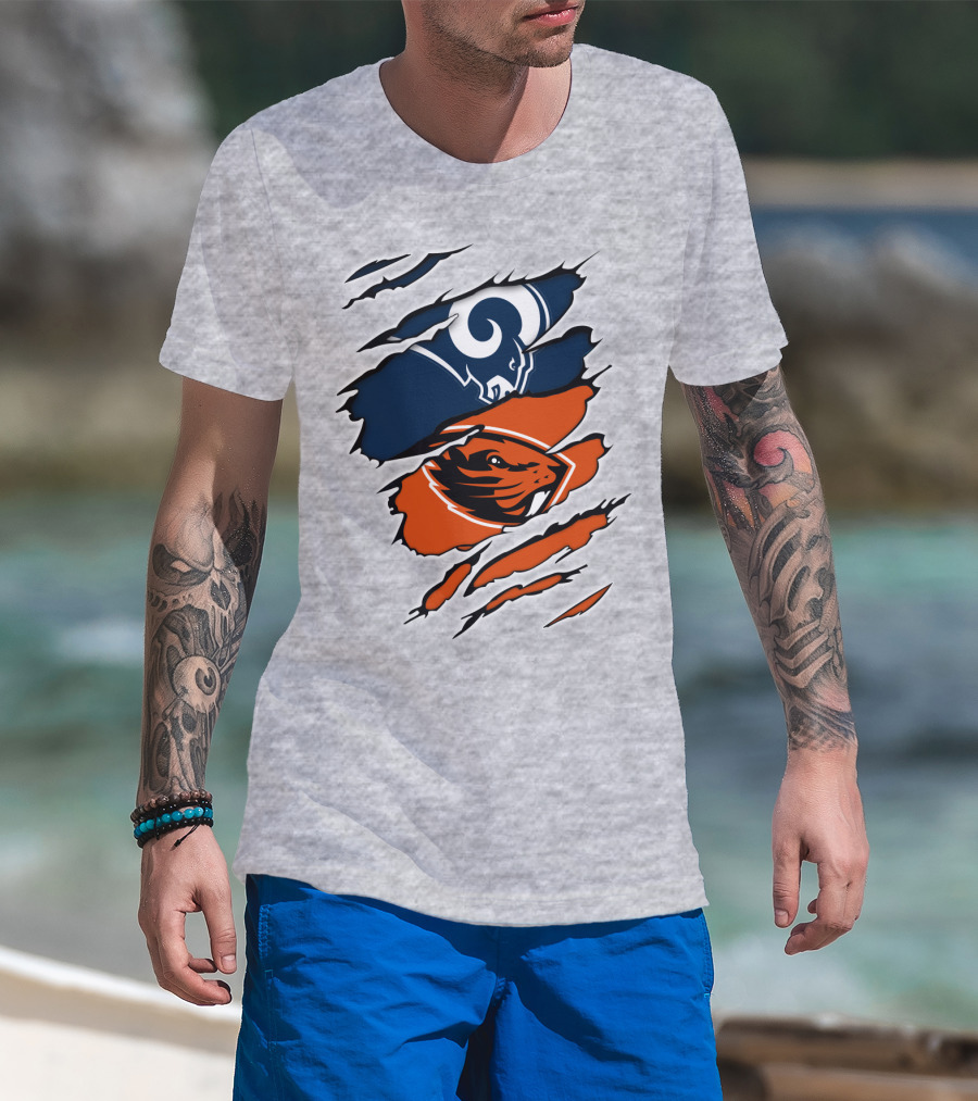 Ram Beavers NFL Meets College Mascot Fusion T-Shirt