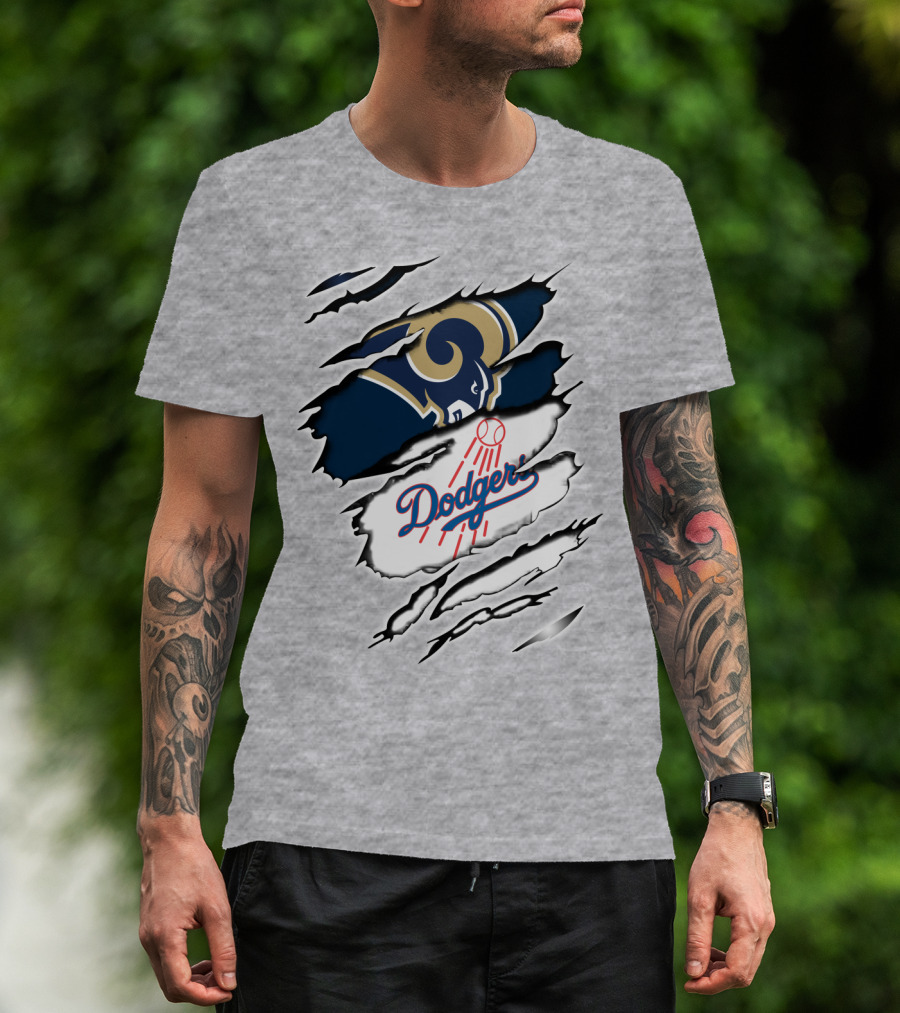 Dodger And Ram Logo Fusion Tearing Effect T-Shirt