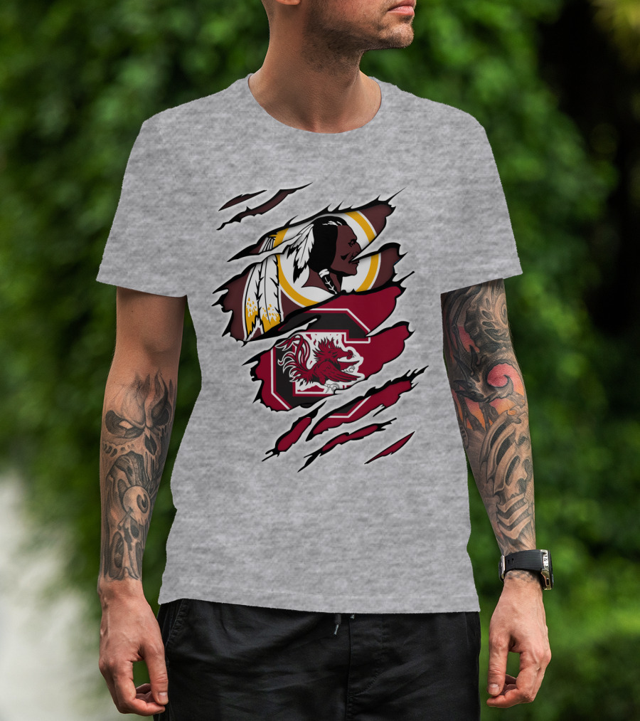 Redskins Gamecocks Logo Mashup T-Shirt