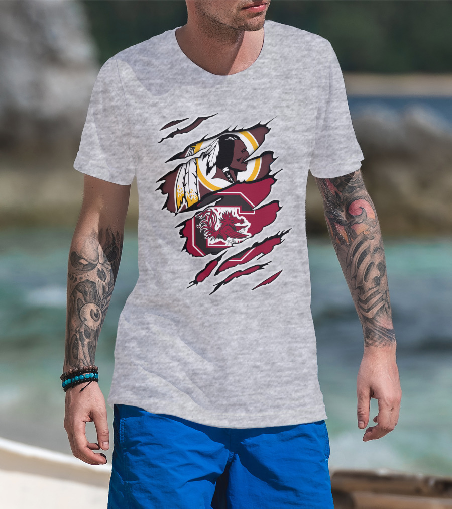 Redskins Gamecocks Logo Mashup T-Shirt