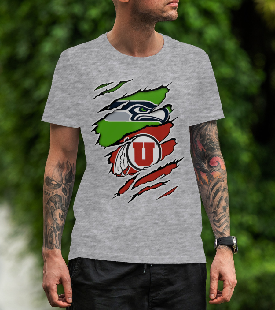 Seahawks Utes Claw Slash Emblem Blend T-Shirt