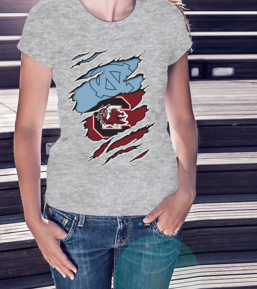 UNC Tar Heels South Carolina Gamecocks Rivalry Claw Marks T-Shirt