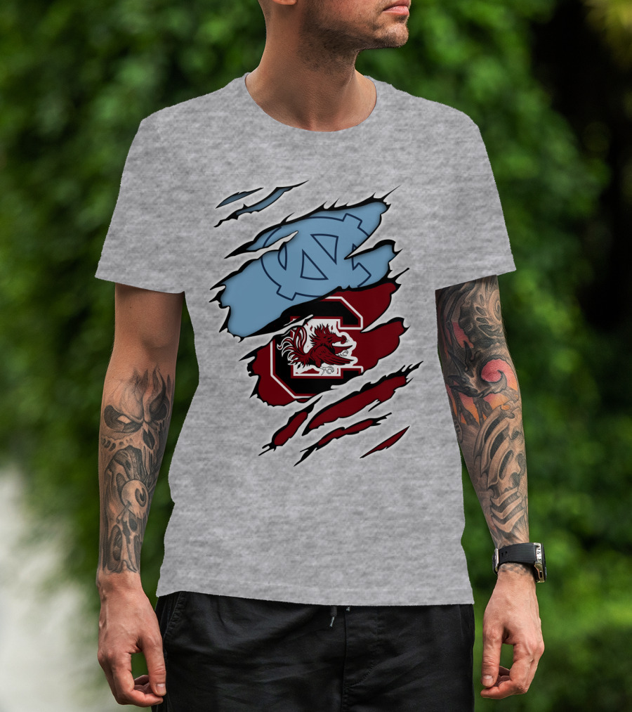 UNC Tar Heels South Carolina Gamecocks Rivalry Claw Marks T-Shirt
