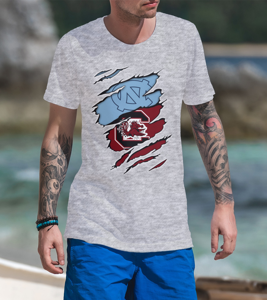 UNC Tar Heels South Carolina Gamecocks Rivalry Claw Marks T-Shirt
