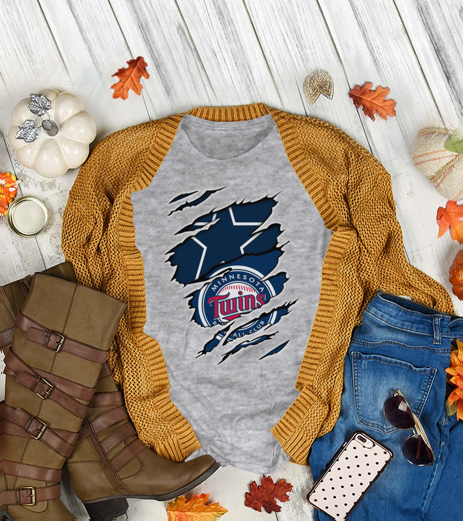 Minnesota Twins Dallas Cowboys Logo Mashup T-Shirt