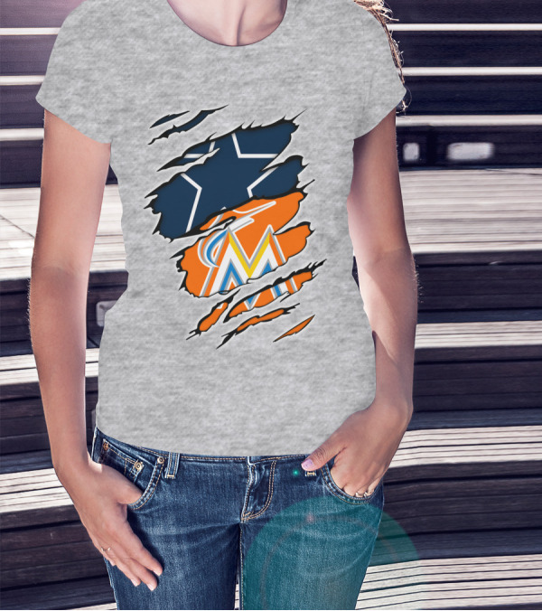 Cowboys Marlins Logo Tear T-Shirt