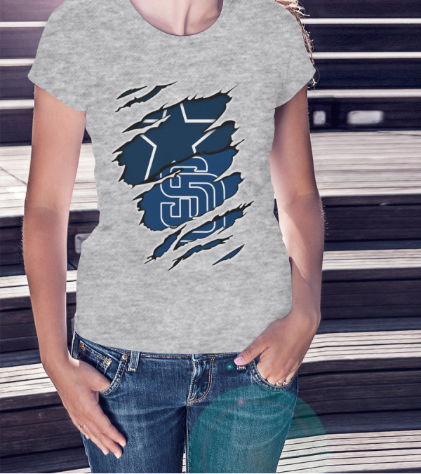 Cowboys Padres Cowboys Logo Mashup T-Shirt