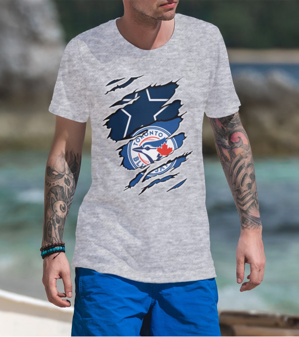 Toronto Blue Jays Dallas Cowboys Ripped T-Shirt
