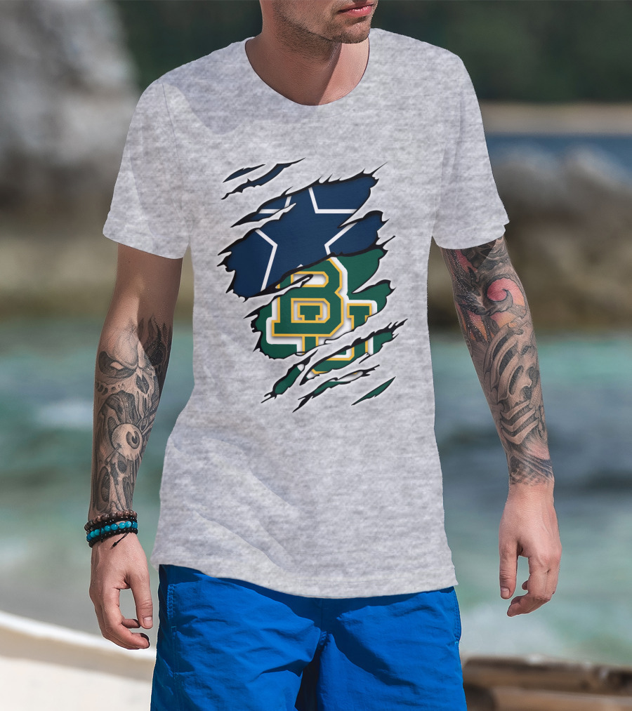 Baylor Cowboys Star Rip Claw Marks T-Shirt