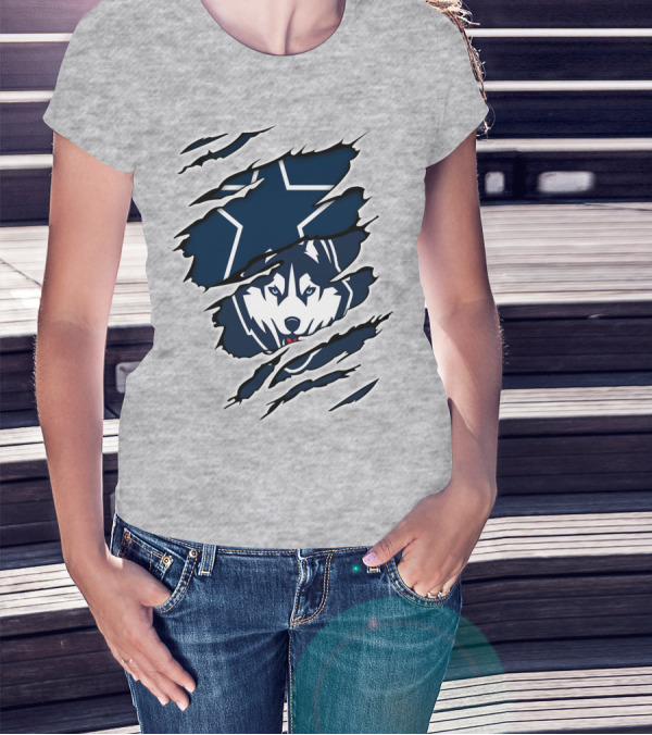Cowboys Huskies Scratch Star Iconic T-Shirt