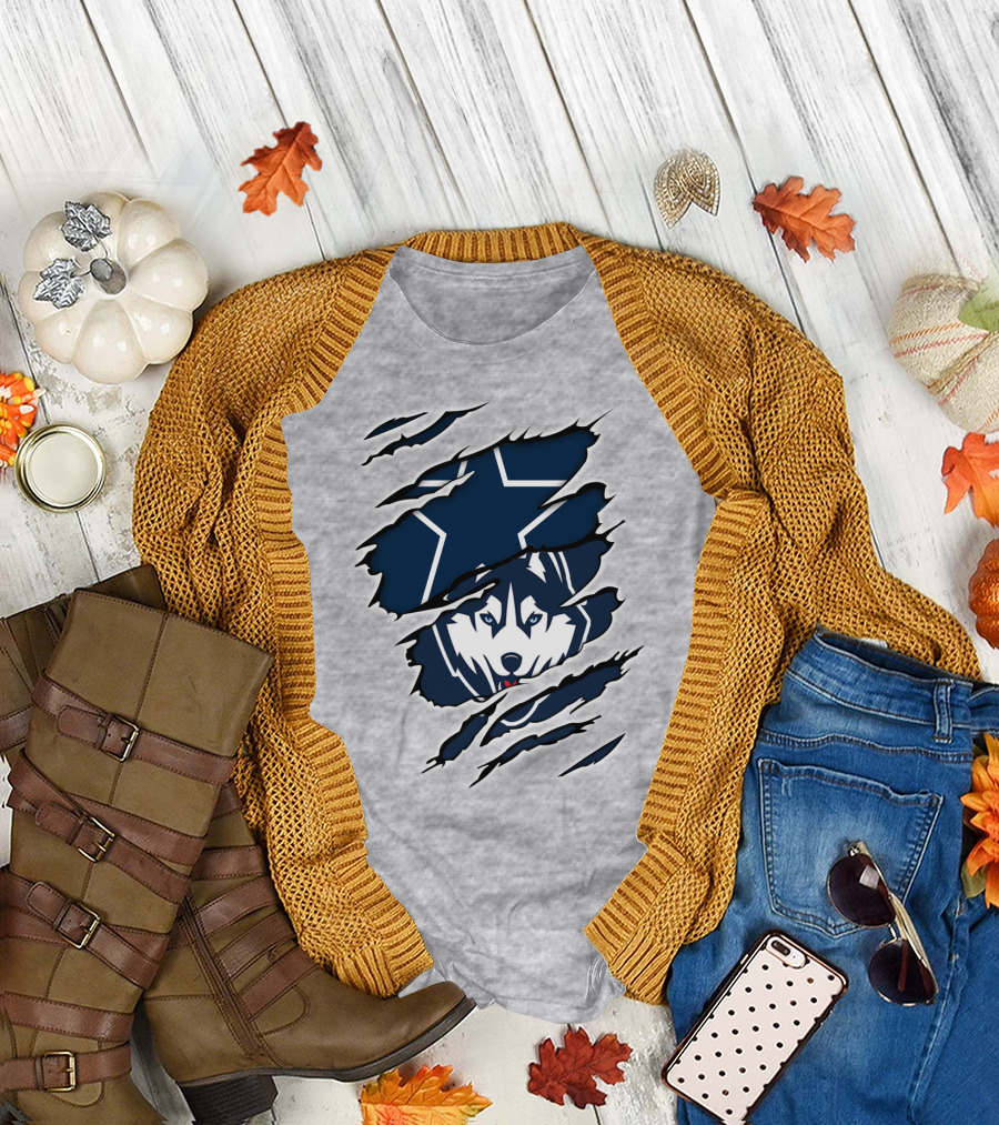 Cowboys Huskies Scratch Star Iconic T-Shirt