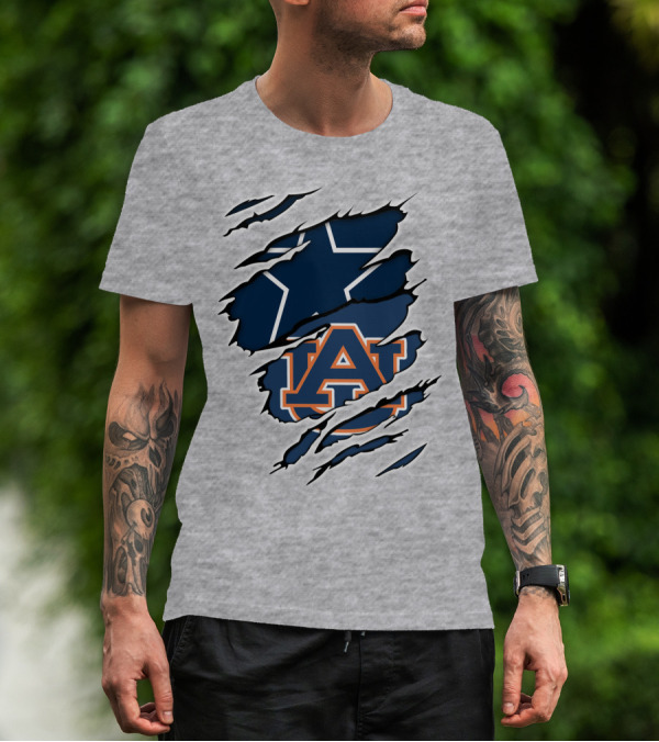 Cowboys Star Auburn Tigers Logo Claw Marks T-Shirt