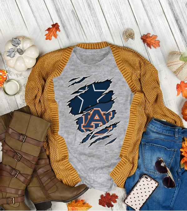 Cowboys Star Auburn Tigers Logo Claw Marks T-Shirt