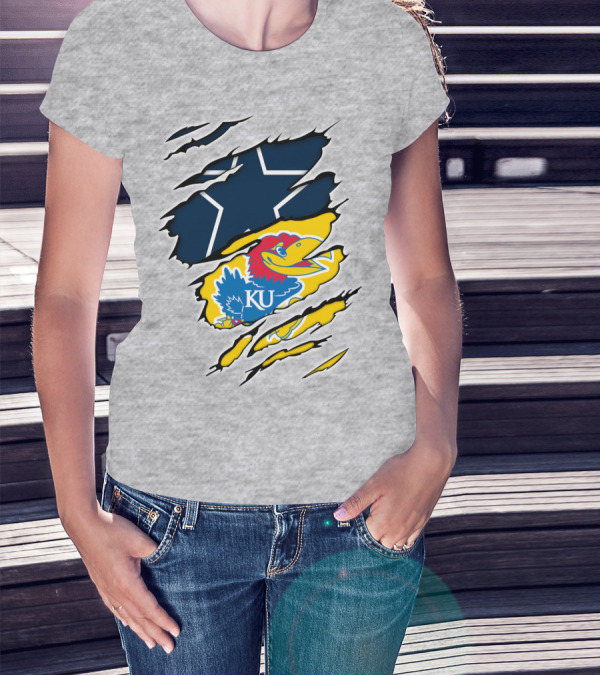Dallas Cowboys Kansas Jayhawks Unique Blend T-Shirt