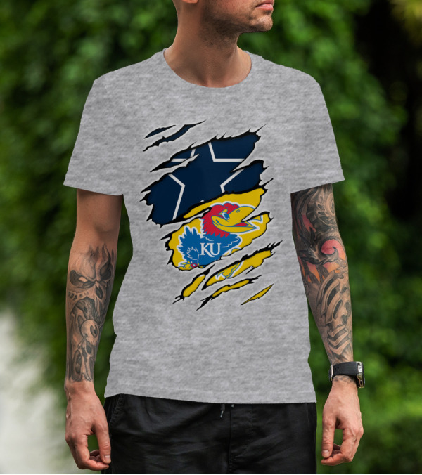 Dallas Cowboys Kansas Jayhawks Unique Blend T-Shirt
