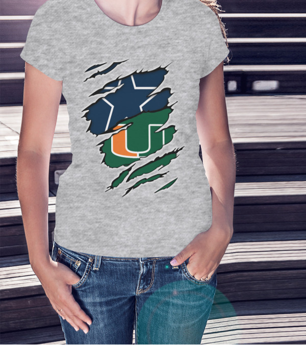 Dallas Cowboys Miami Hurricanes Logo Mashup T-Shirt