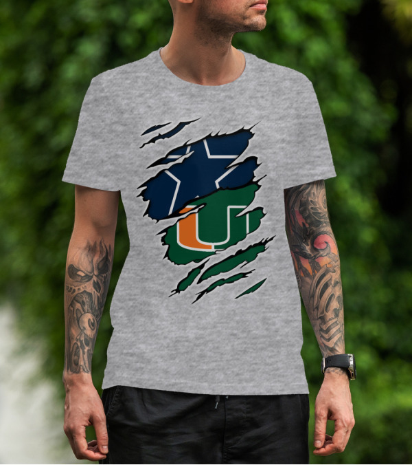 Dallas Cowboys Miami Hurricanes Logo Mashup T-Shirt
