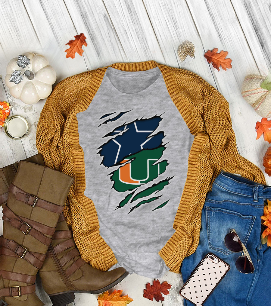 Dallas Cowboys Miami Hurricanes Logo Mashup T-Shirt