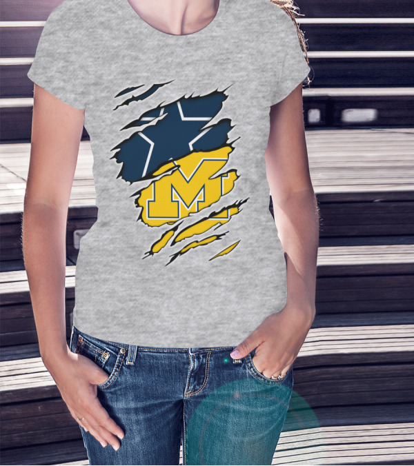 Cowboys Michigan Wolverines Star Logo Fusion T-Shirt