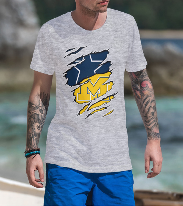 Cowboys Michigan Wolverines Star Logo Fusion T-Shirt