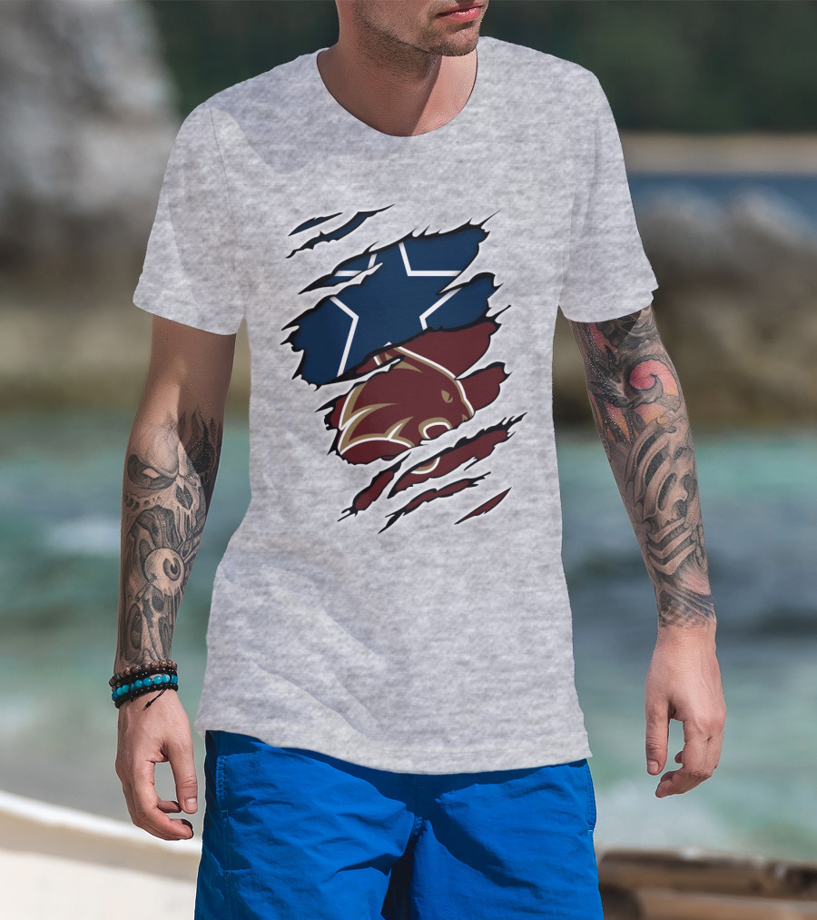 Cowboys Texas States Cowboys Star And Bear Claw Scratch T-Shirt