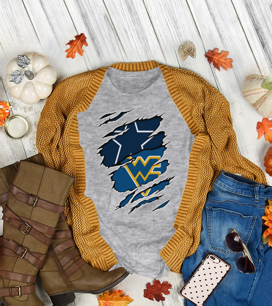 Dallas Cowboys West Virginia Mountaineers Fan Crossover T-Shirt