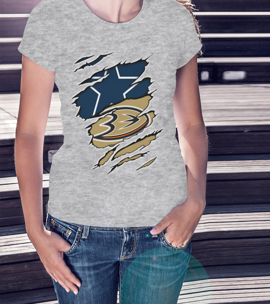 Cowboys Anaheim Ducks Logo Mashup T-Shirt