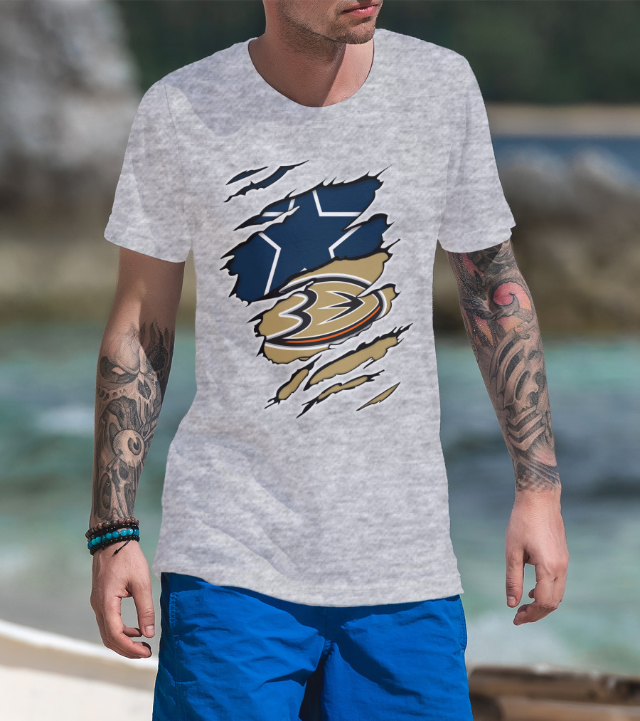 Cowboys Anaheim Ducks Logo Mashup T-Shirt