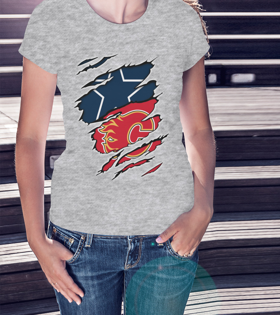 Dallas Cowboys Calgary Flames Rivalry Crossover T-Shirt