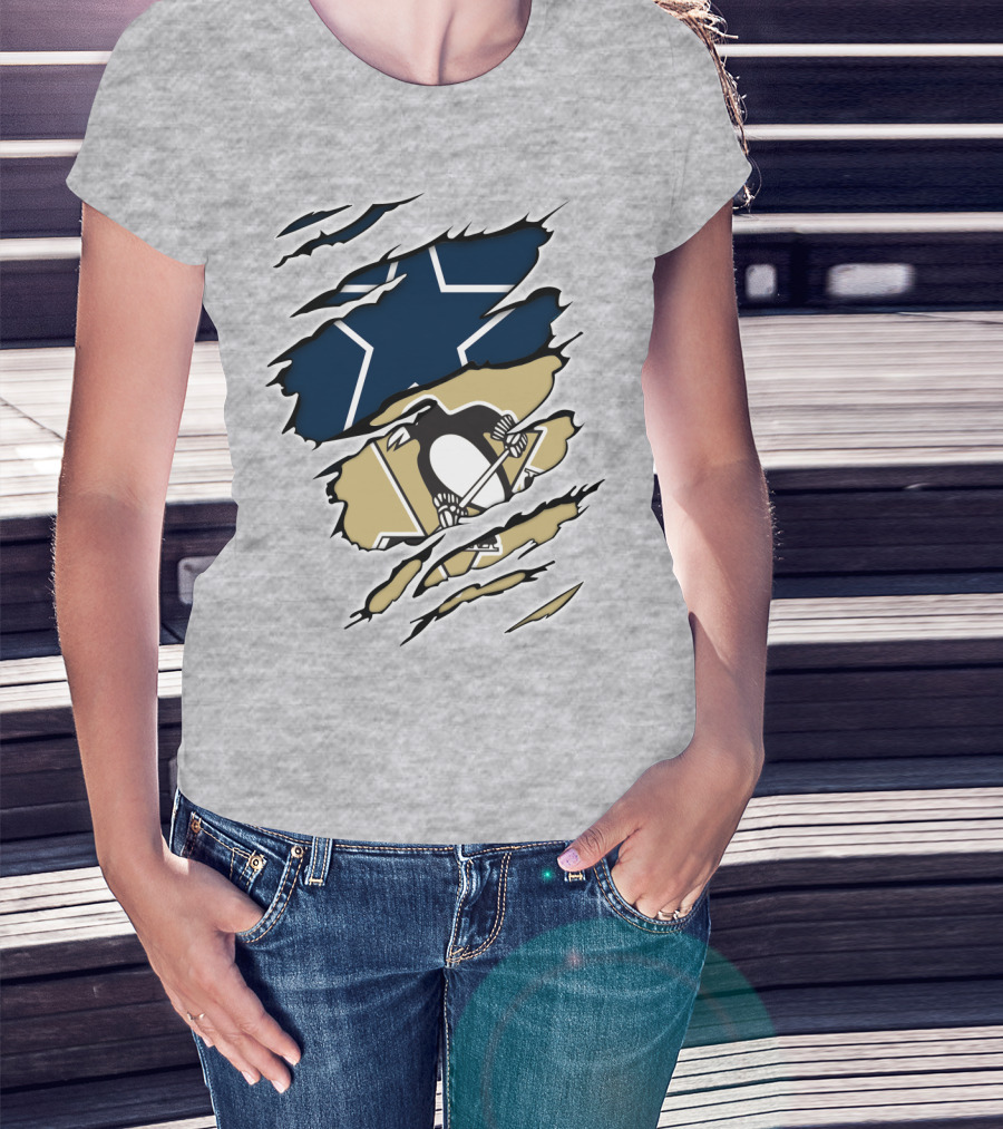 Cowboys Penguins Dallas Pittsburgh Fan T-Shirt