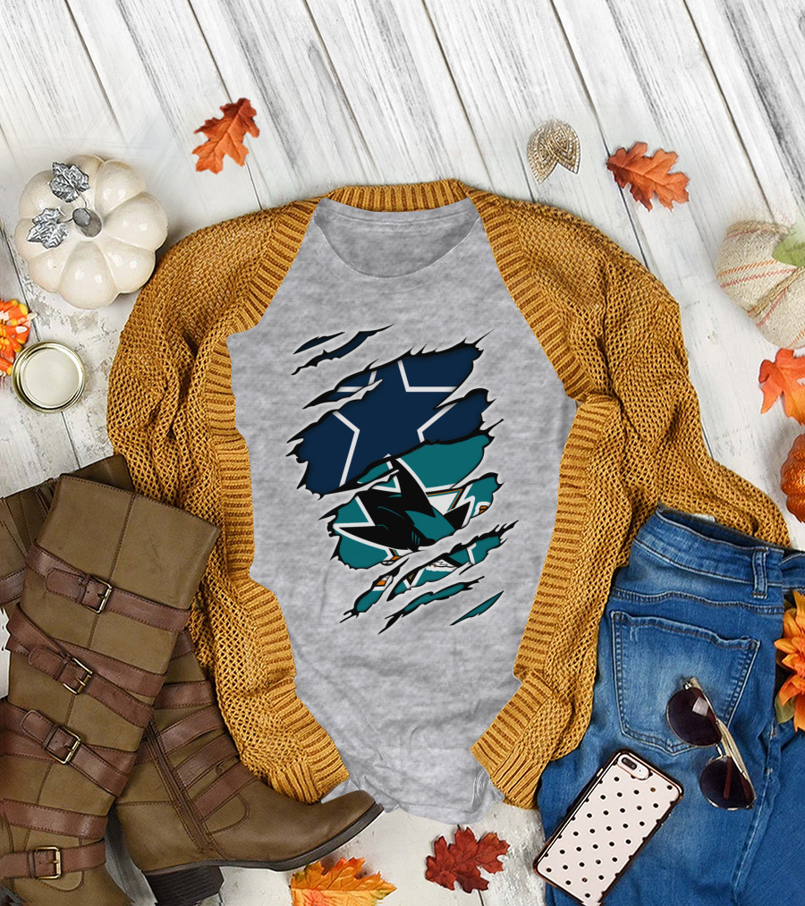 Dallas Cowboys San Jose Sharks Fan Crossover T-Shirt