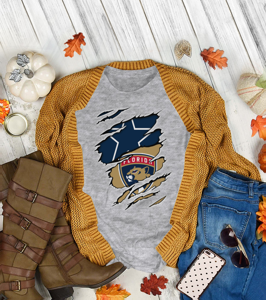 Dallas Cowboys Florida Panthers Emblem Fusion T-Shirt