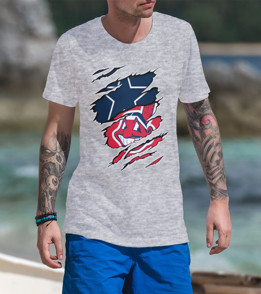 Cowboys Indians NFL MLB Collaboration Dallas Cleveland Football Baseball T-Shirt