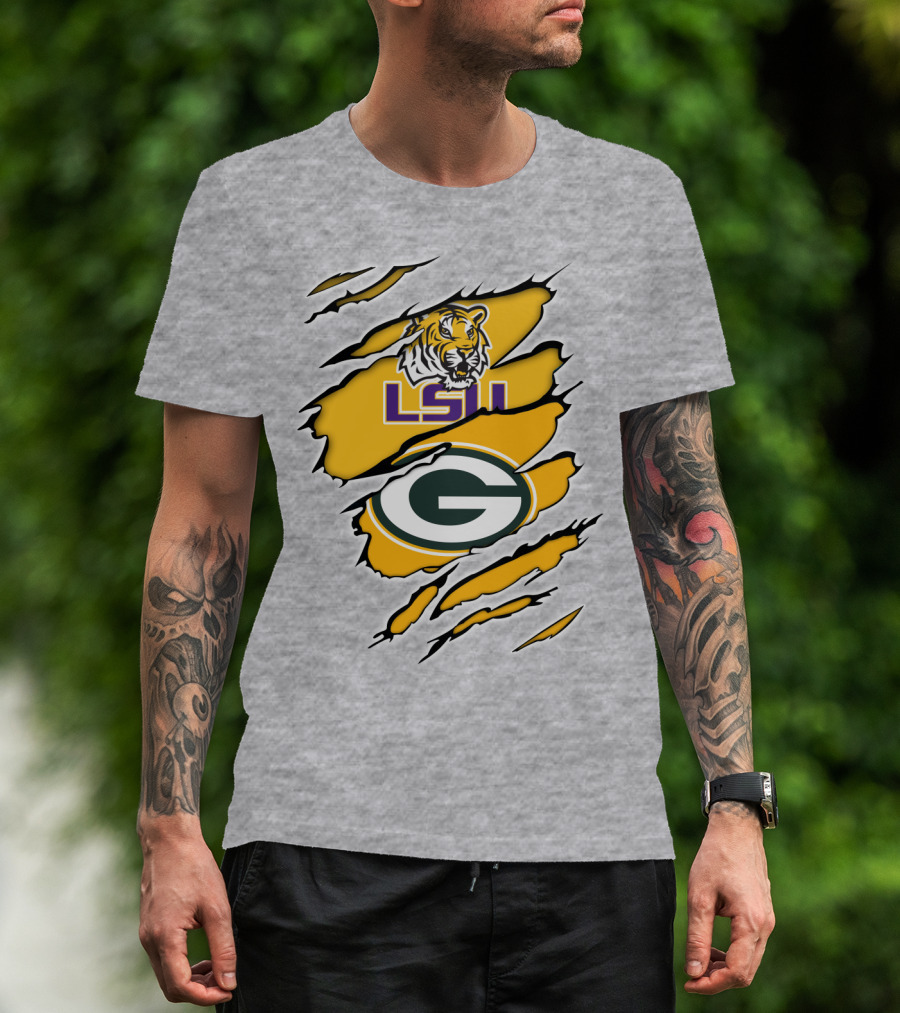 LSU Tigers Green Bay Packers Claw Marks T-Shirt