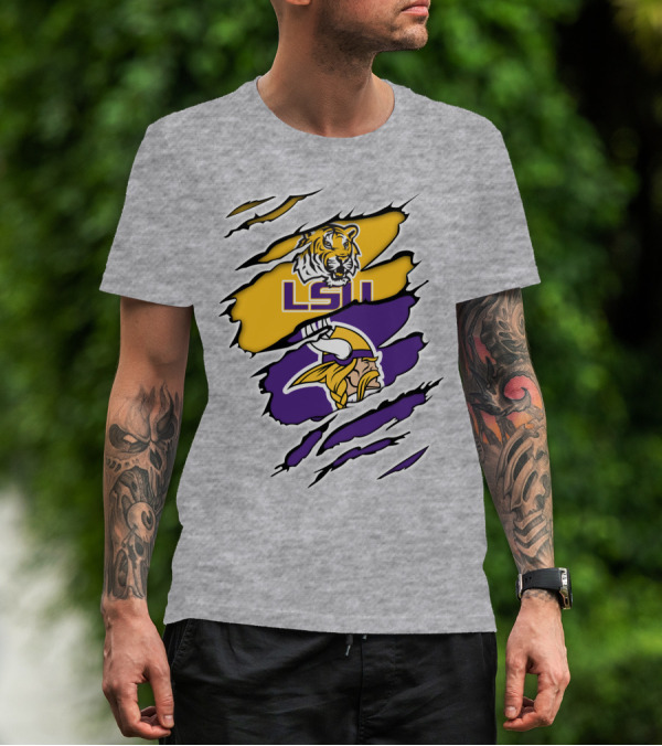 LSU Tigers Vikings Ripped T-Shirt
