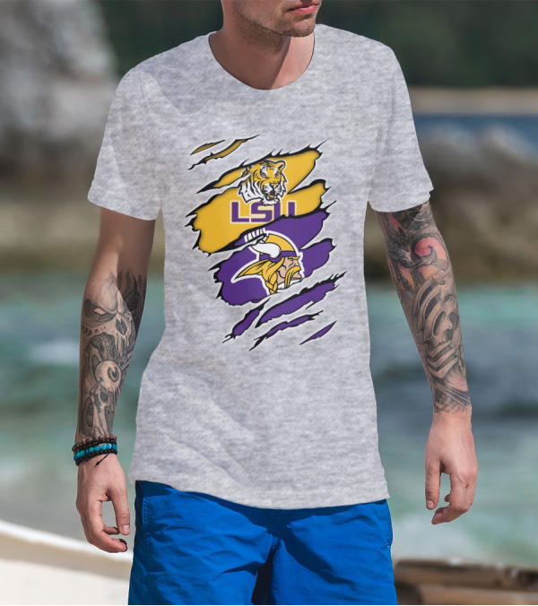 LSU Tigers Vikings Ripped T-Shirt