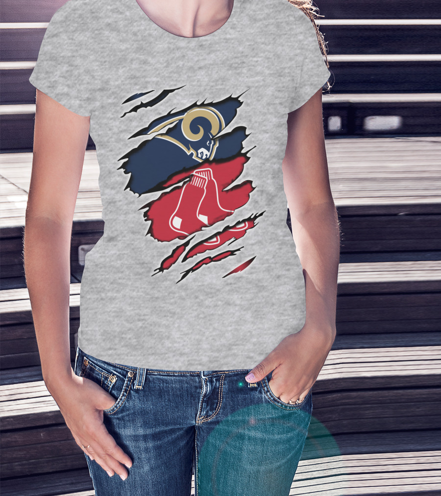 Rams Redsox Logos Fusion T-Shirt