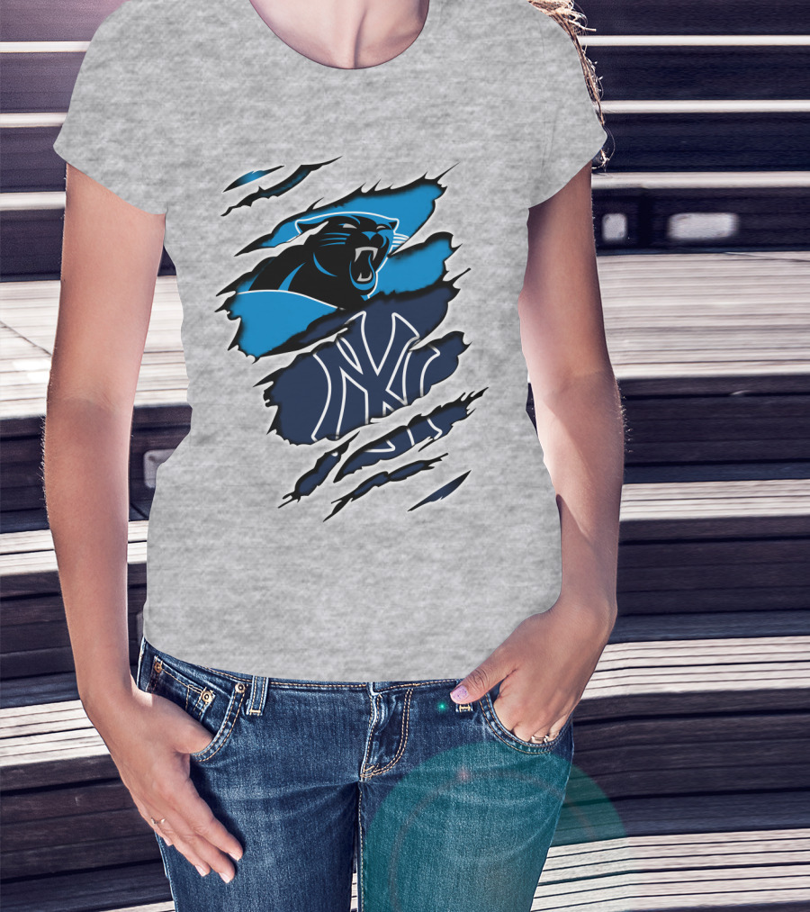 Panthers Yankees Claw Scratch Sports Fusion T-Shirt