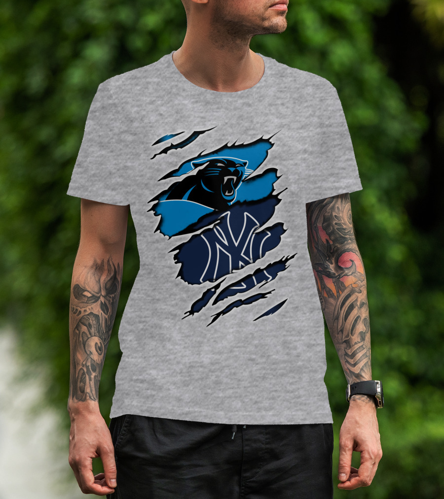 Panthers Yankees Claw Scratch Sports Fusion T-Shirt