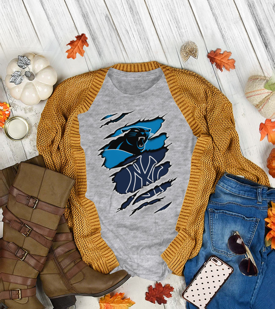 Panthers Yankees Claw Scratch Sports Fusion T-Shirt