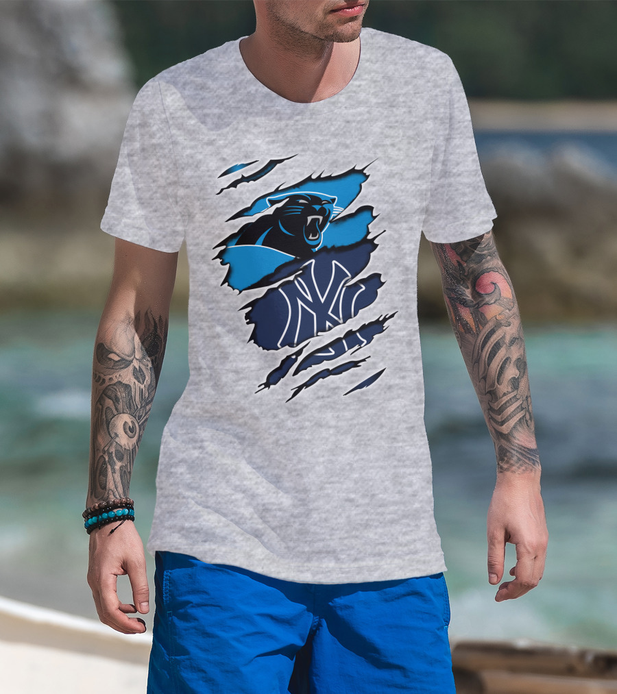 Panthers Yankees Claw Scratch Sports Fusion T-Shirt