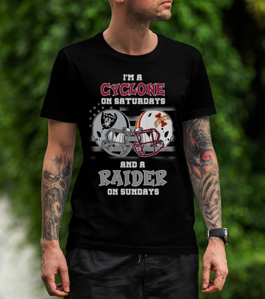 I'm A Cyclone On Saturdays And A Raider On Sundays Iowa State Raiders Helmet T-Shirt