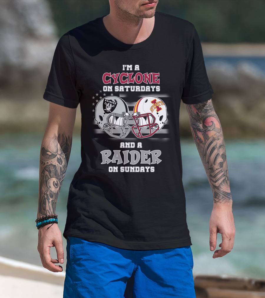 I'm A Cyclone On Saturdays And A Raider On Sundays Iowa State Raiders Helmet T-Shirt