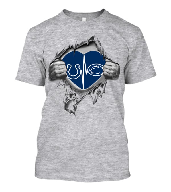Colts Penn State Heartbeat Tear Design Colts Logo Penn State T-Shirt