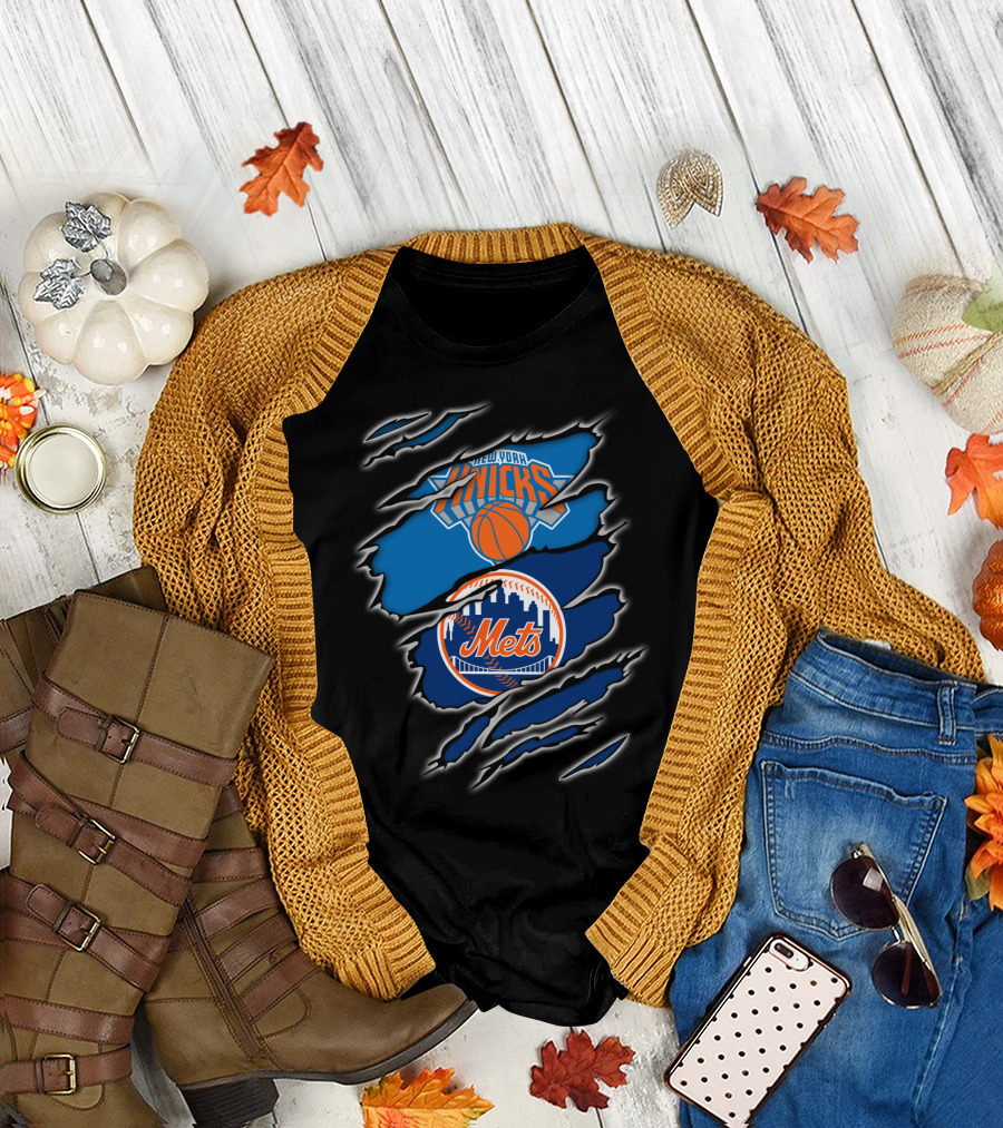 Knicks Mets New York Basketball Baseball Fan T-Shirt