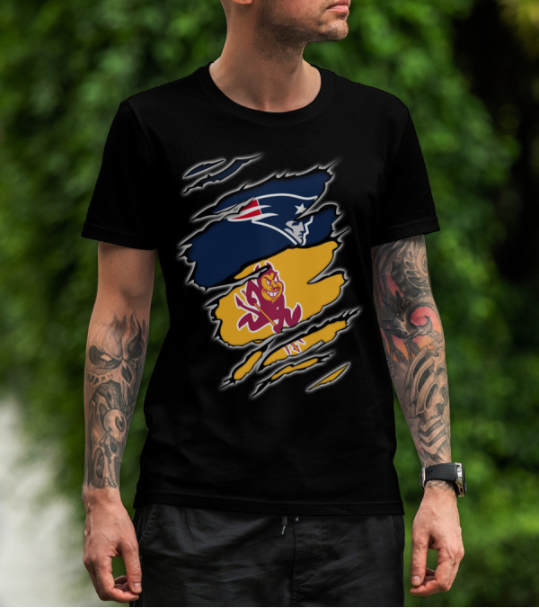 Patriots Logo And Arizona State University Sun Devils Split T-Shirt