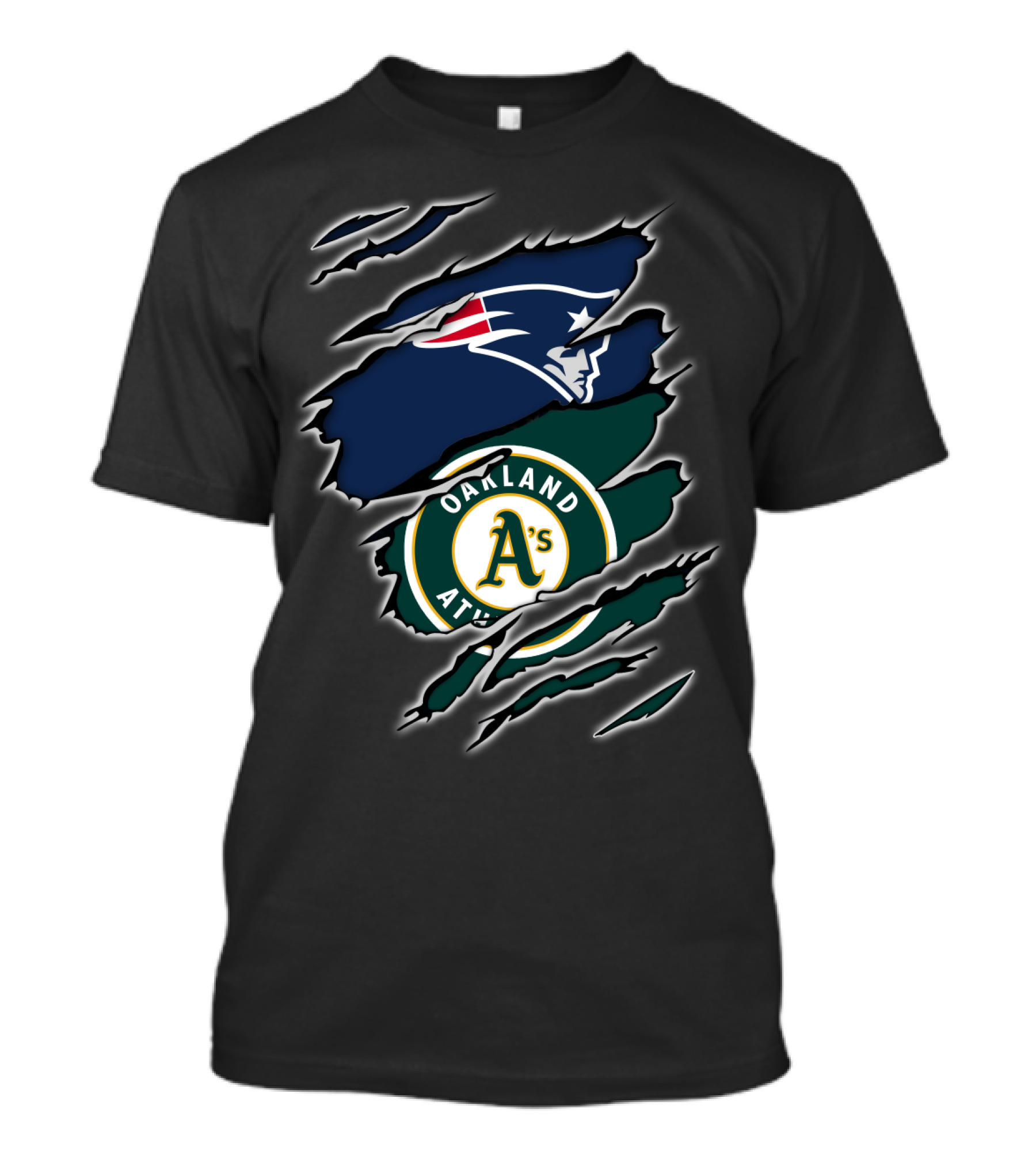 New England Patriots Oakland Athletics Logo Fusion T-Shirt